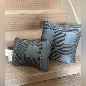 Geometric Patterned Throw Pillows - Blue and grey vintage 90s